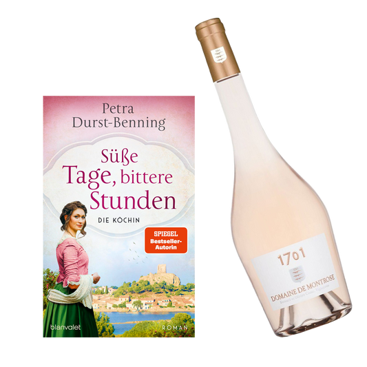 Geschenkset mit dem Buch Süße Tage, bittere Stunden Die Köchin und dem Wein 1701 Domoane de Montrose