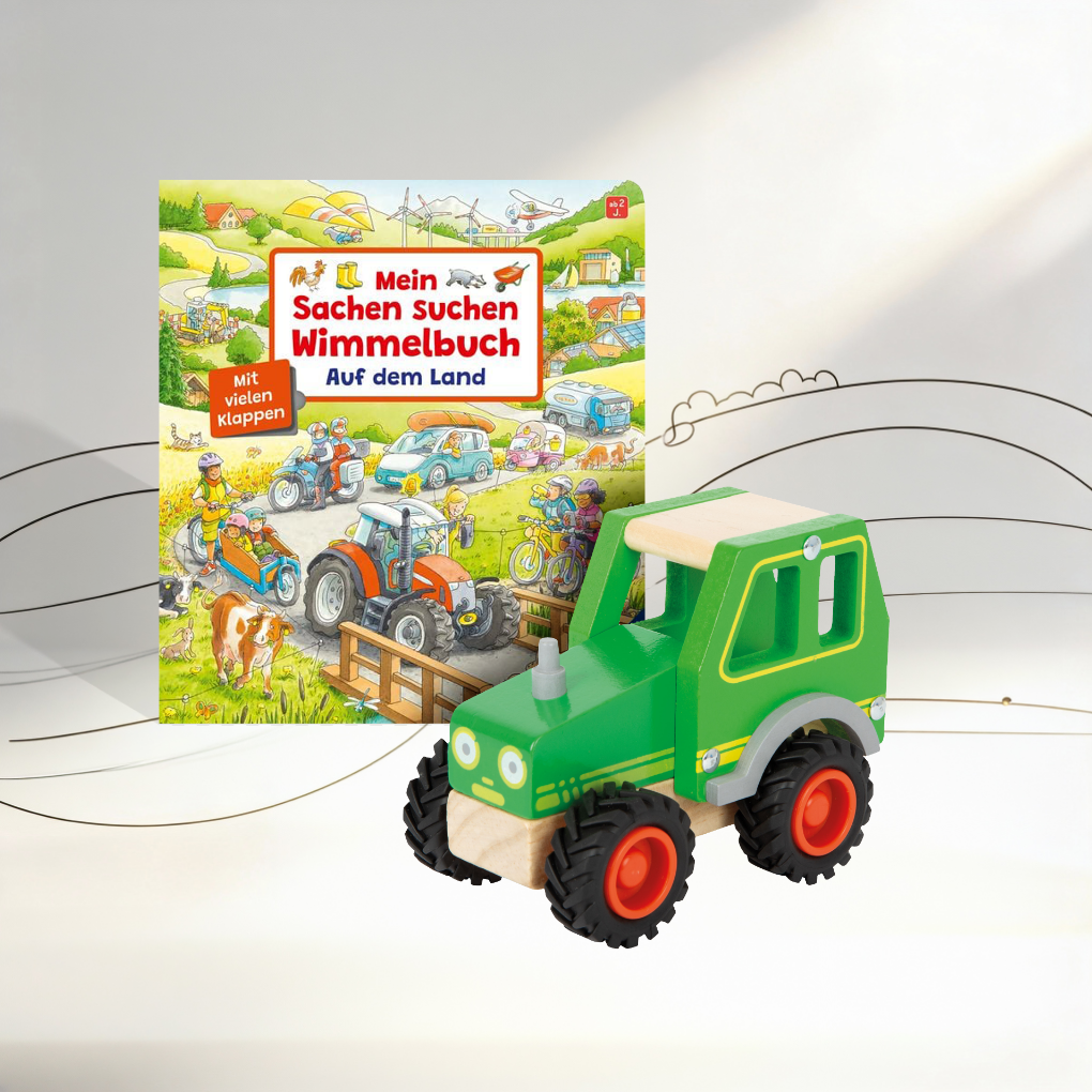 Mein Sachen suchen Wimmelbuch Auf dem Land  & small foot Holztraktor