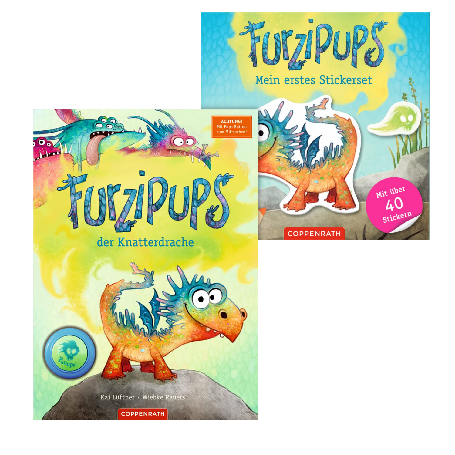 Geschenkset mit Furzipups Buch und Furzipups Stickerset. 