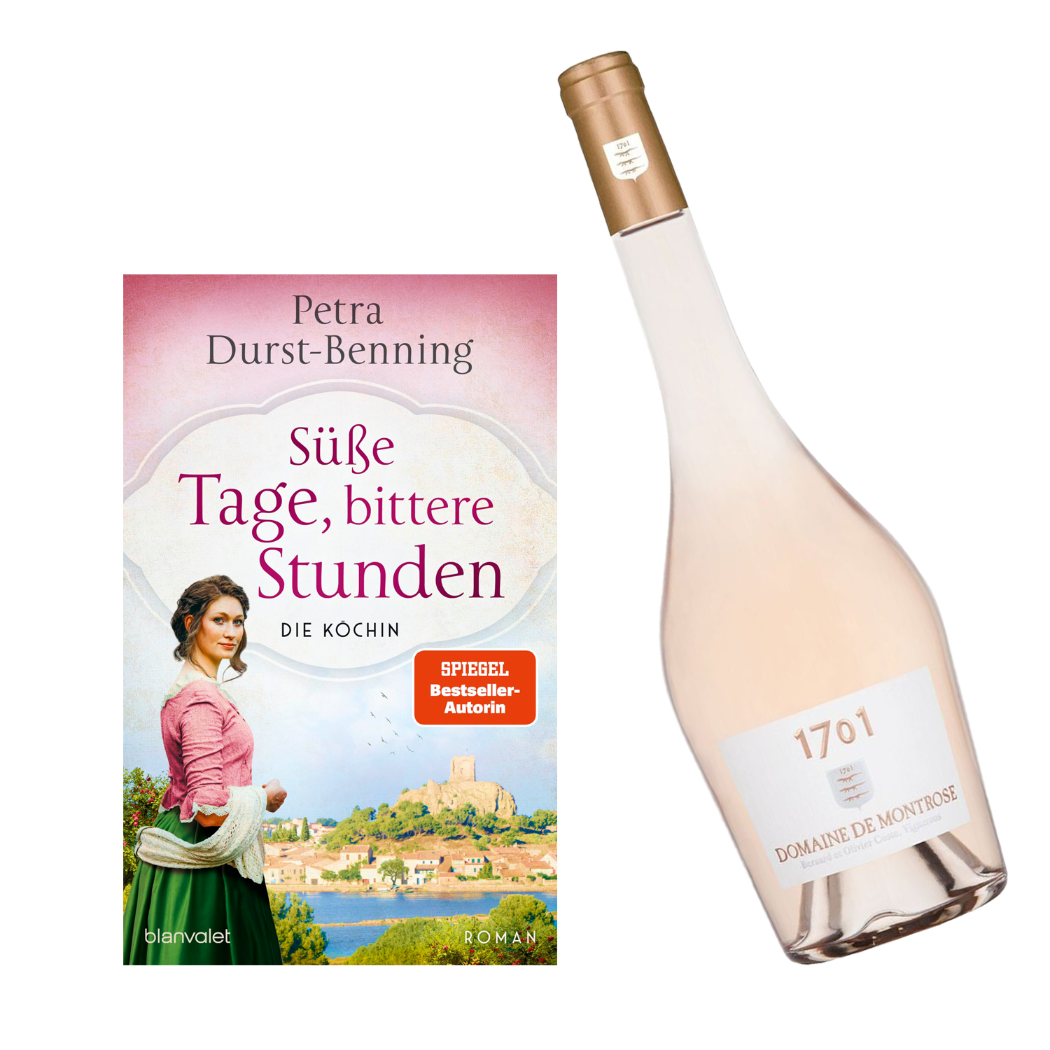 Geschenkset mit dem Buch Süße Tage, bittere Stunden Die Köchin und dem Wein 1701 Domoane de Montrose
