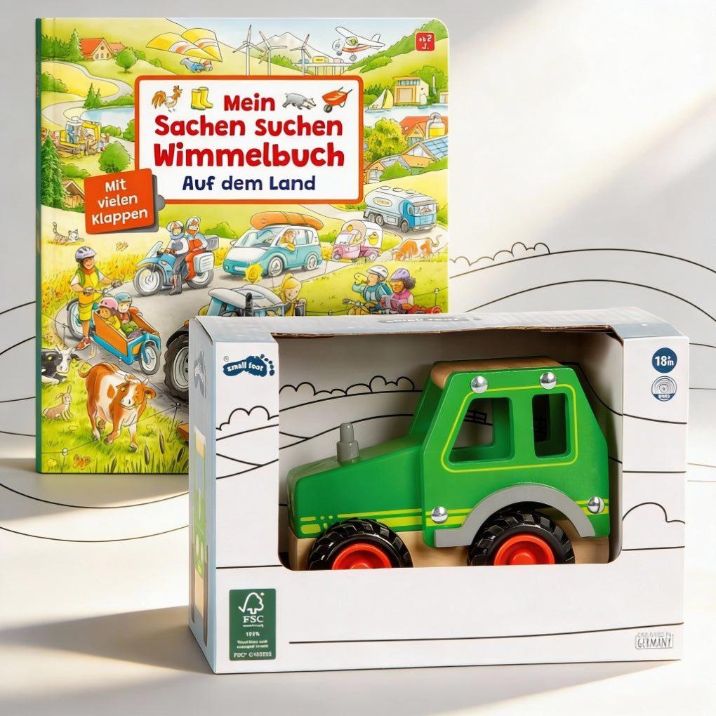 Mein Sachen suchen Wimmelbuch Auf dem Land  & small foot Holztraktor