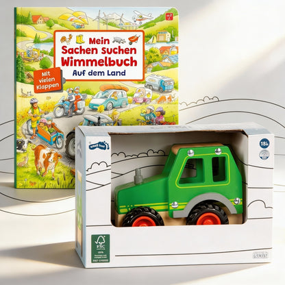 Mein Sachen suchen Wimmelbuch Auf dem Land  & small foot Holztraktor